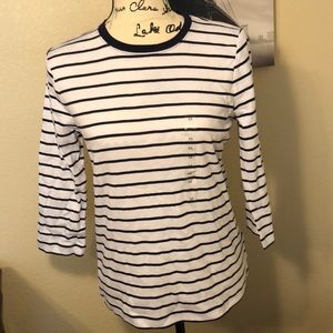 White & Navy Tee NWT